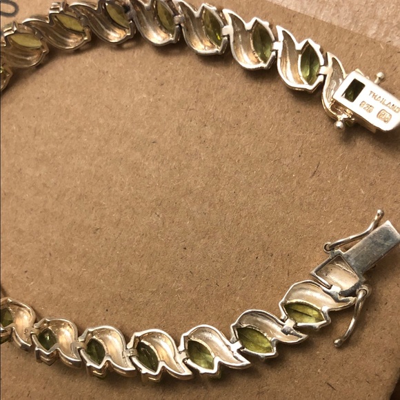 Gold over Sterling Silver Green Peridot Tennis Bracelet - Picture 7 of 8